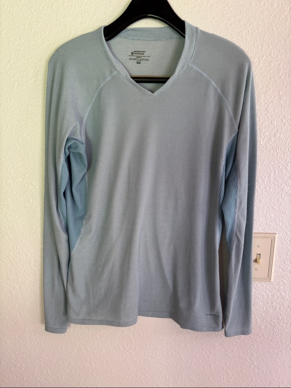Patagonia Women’s Light Blue V-Neck Performance Sweater